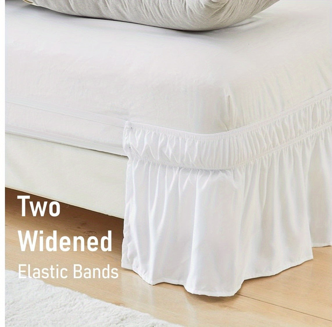 Leafy Bedding Queen Size Bed Skirt with Ruffle Trim - Adjustable Elastic Bed Ruffle, Microfiber Bedding Suitable for Twin/Full/Queen Beds, Machine Washable, Fade Resistant, Easy Fit Wrap Around Skirt, Traditional Style for or Rooms