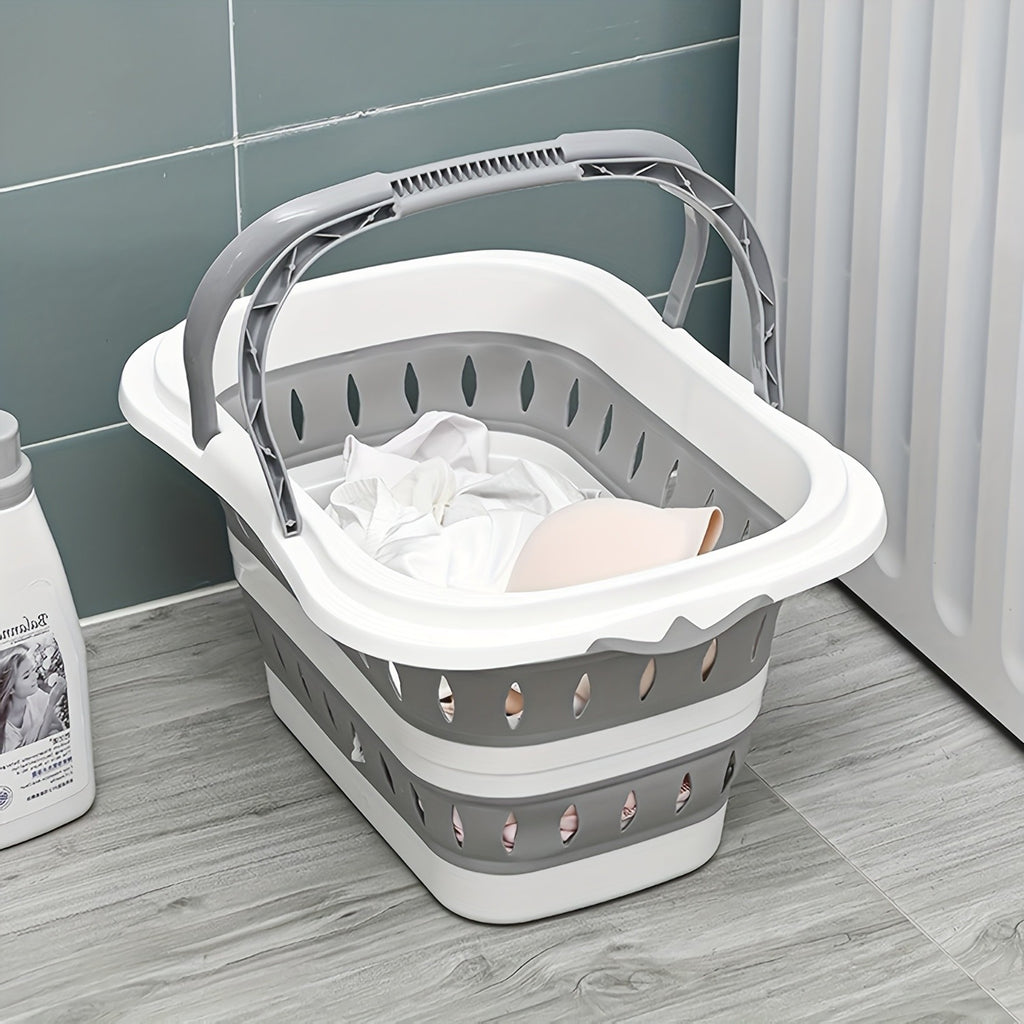 Foldable Plastic Laundry Basket with Handles, Collapsible Laundry Hamper, Space-Saving Dirty Clothes Storage Organizer Bin, Portable Storage Basket for Bedroom Closet Bathroom, College Dorm Room Essentials, Apartment Must-Haves, Laundry Baskets
