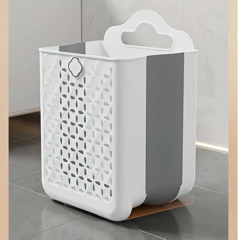 Foldable Laundry Basket Modern Plastic Cut-out Wall-mounted Storage Bin Without Drilling For Clothes,, Snacks, Fruits, Balcony Storage, Laundry Baskets