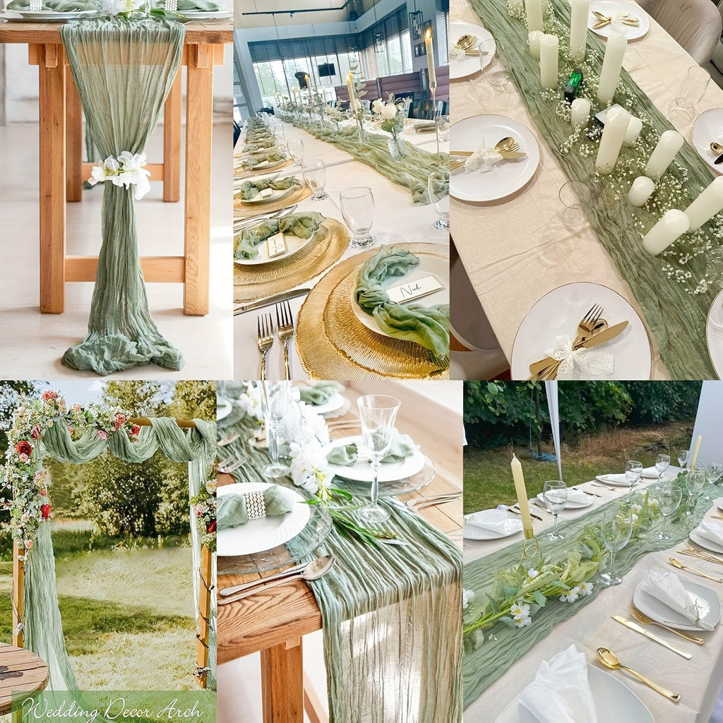 12pcs Cheesecloth Table Runner 10ft Boho Gauze Table Runner 21.3*120Inch Rustic Cheese Cloth Roll Romantic Long Cheesecloth Bulk for Wedding Bridal Shower Birthday Party Decor