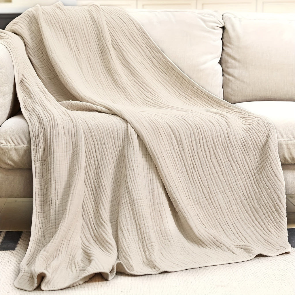 100% Cotton Muslin Blanket 6 Layer, Soft Morandi Color Gauze Blanket for Couch & Bed, Lightweight & Breathable Blanket for All Season, Machine Washable