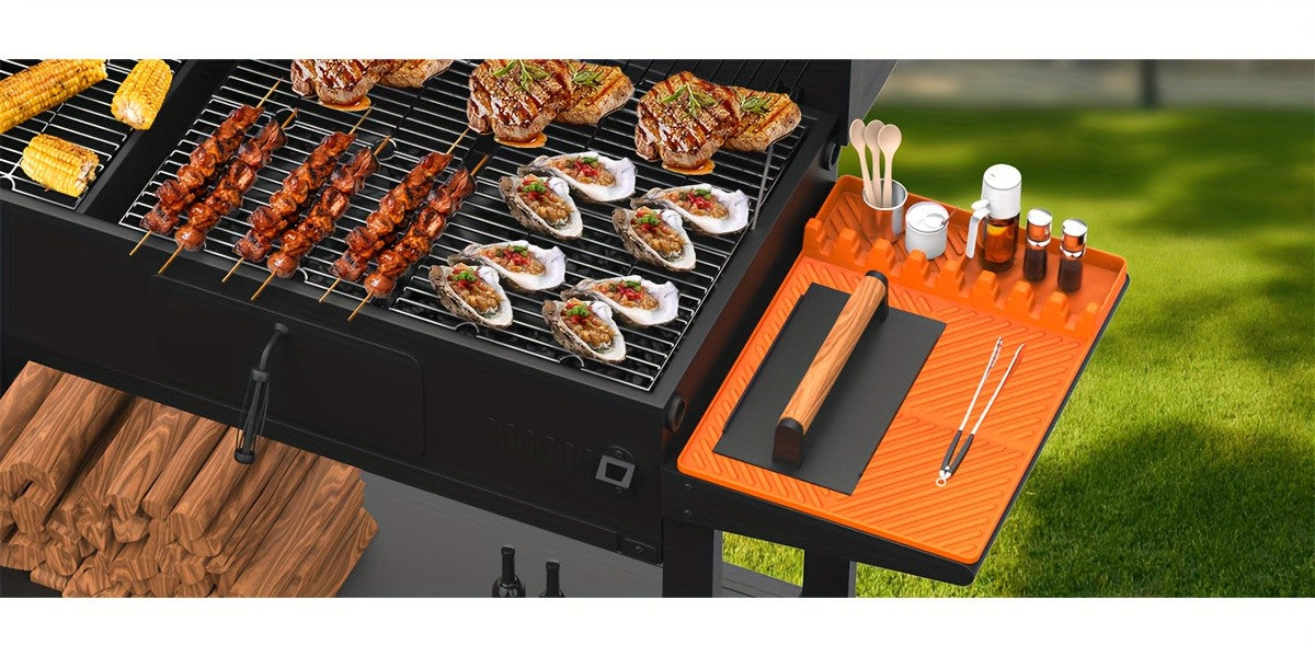 Blackstone Silicone Griddle Tools - Spatula Mat with Drip Pad, Grill Utensil Holder, Side Shelf Mat for Kitchen, Cooking, Countertop, Griddle Additions