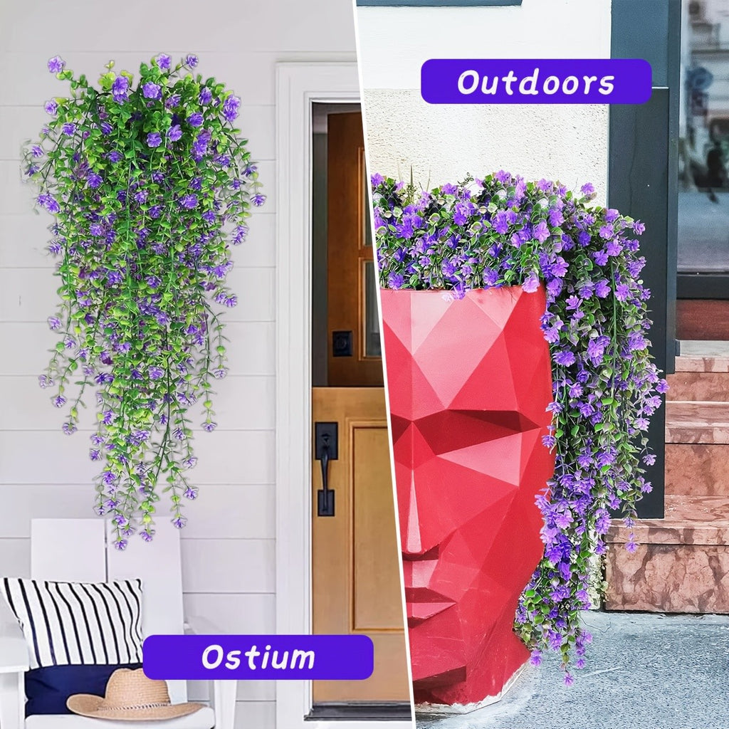 4pcs Lifelike UV-resistant Faux Eucalyptus Hanging Plant with Realistic Faux Green Vines - Perfect for Outdoor Decor Holiday Decor and Year-round Ambiance - Durable Plastic Construction Retro Style and Easy to Install