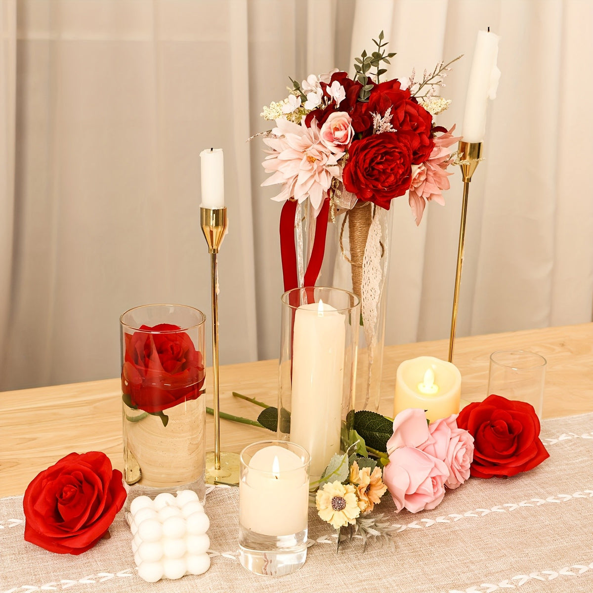 24 Pack Clear Glass Cylinder Vases, 4, 8, 12 Inch Tall Glass Cylinder Vases for Centerpieces, Glass Flower Vase, Clear Flower Vase Hurricane Floating Candle Holder for DIY Candle Making, Table Centerpiece Wedding Home Decor