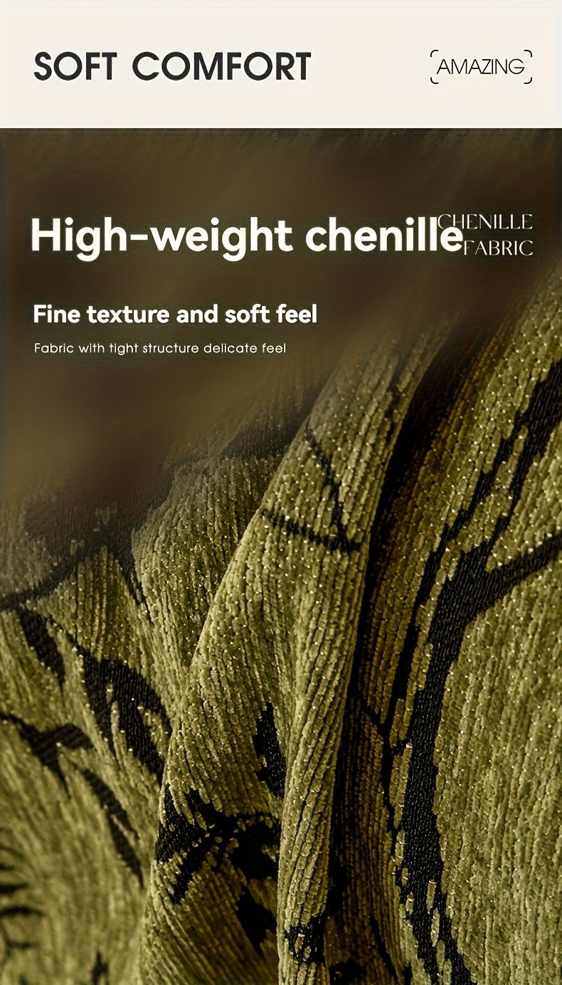 Chenille Thickened Sofa Throw for Flowers And Plants Pattern, Suitable for Living Room And Office Decor, Pet-safe, All-season Use, And Durable, Non-slip.