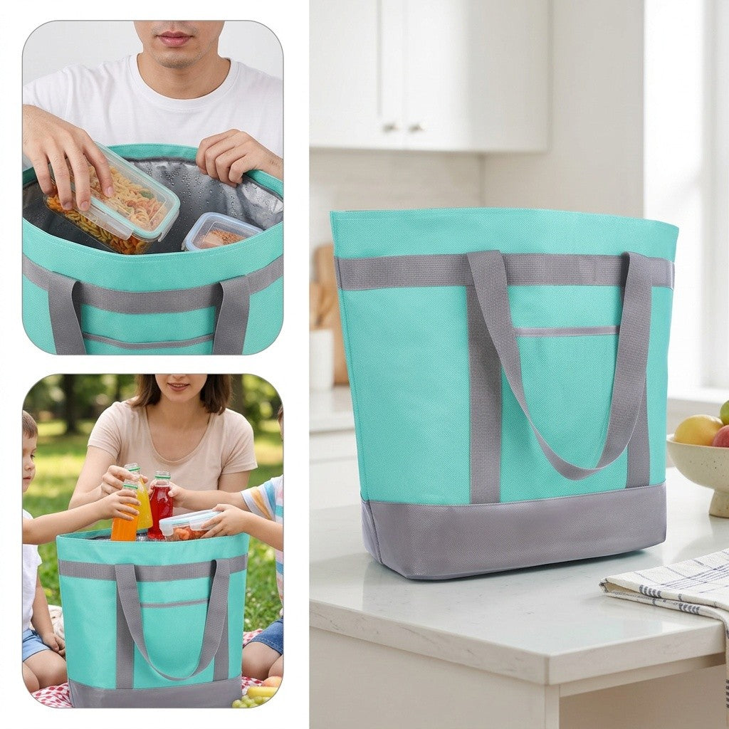 Insulated Reusable Tote Bag for Grocery Shopping for Women/Men, Pizza/Food Delivery Bag to Keep Food Cold/Doordash/Grubub, Cooler Bags for Travel/Beach/Picnic
