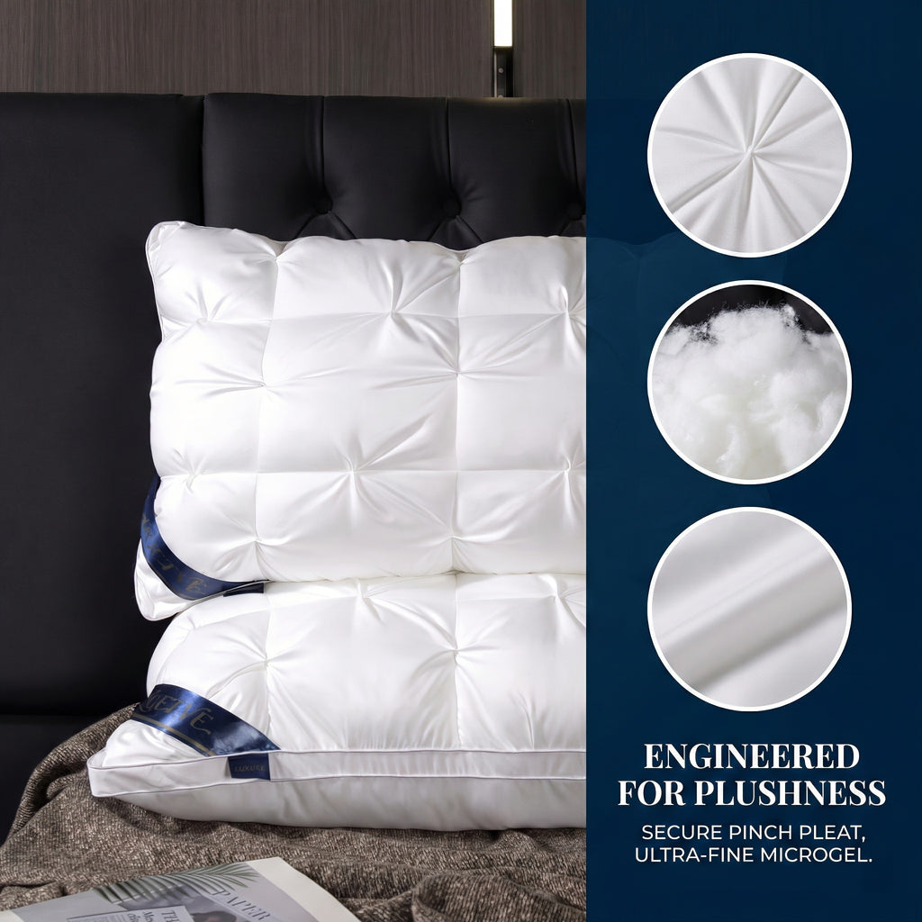 2pcs Luxury Hotel-quality Pillows, Deep Sleep Neck Pillow, High Fluffiness, Not Easy To Collapse, Suitable For All Seasons, Soft Fabric, Easy To Clean, Available In Multiple Colours And Sizes, Queen/King Size, Holiday Gift