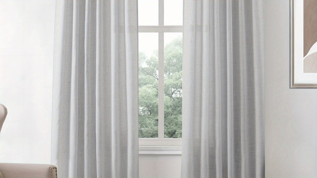 4 Panels Natural Linen Curtains for Living Room Semi Sheer Farmhouse Real Flax Rod Pocket Back Tab Boho Rustic Light Filtering Window Drapes for Bedroom Privacy Assured