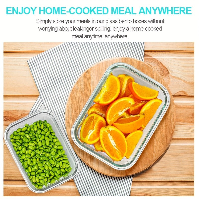 Set of 10 Glass Containers with Lids for Storage, Ideal for Meal Preparation And Pantry Organization. These Lunch Containers Are Leak-Proof And Airtight, Suitable for Use in The Microwave, Oven, Refrigerator, And Dishwasher