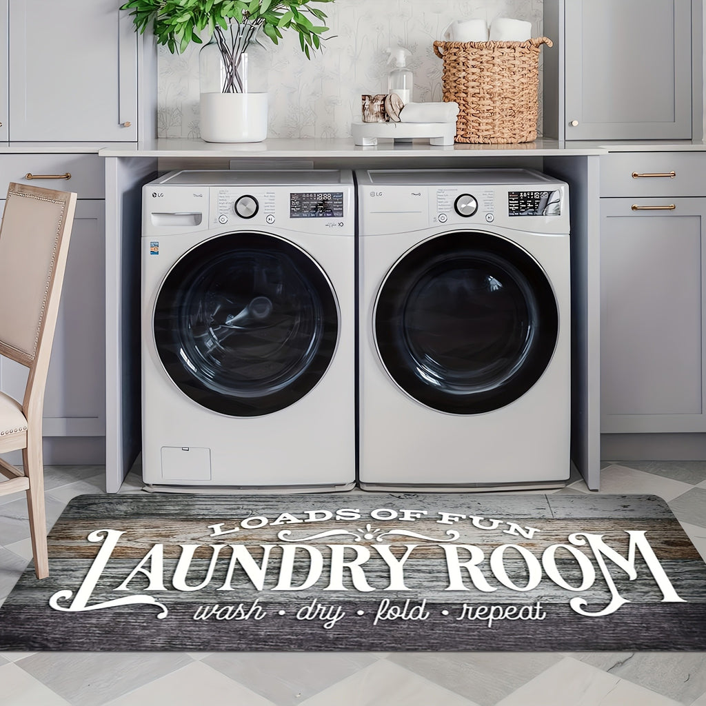 Non-slip Washable Laundry Room Runner Mat,Home Decor Floor Mat,Laundry Mat Home Decor,Laundry Room Accessories-Machine Washable Mat with Laundry-Themed Phrases