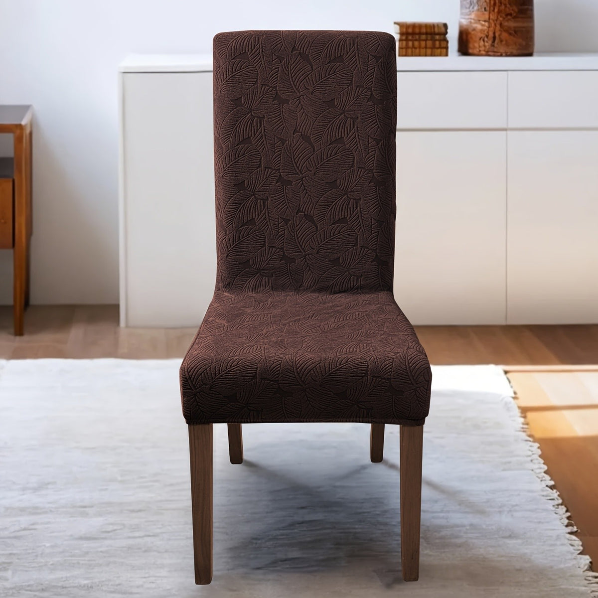 Leaf Pattern Dining Chair Covers, Stretch Parsons Chair Slipcovers in 4 or 6 Piece Sets and Eight Colors for Kitchen, Dining Room and Wedding Decor