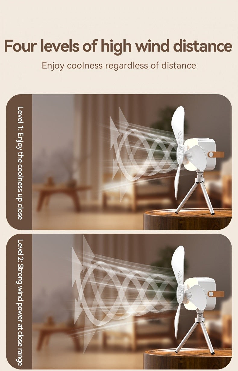 Portable Camping Fan With Light, Available With Or Without Tripod | Quiet USB Rechargeable Fan With Remote, Adjustable Speed & Brightness | Long Life Outdoor Tent Fan For Bedroom, Dorm, Travel