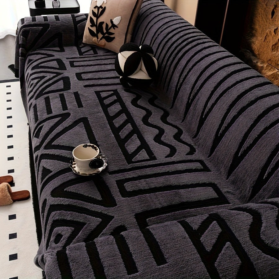 1 New Bohemian Style Sofa Cover Retro Woven Cozy Throw Pet Friendly Slip Resistant Luxury Thick Velvet Couch Cover Machine Washable Soft Plush Decor for Armchair Loveseat 3 Seater 4 Seater Sectional Sofa