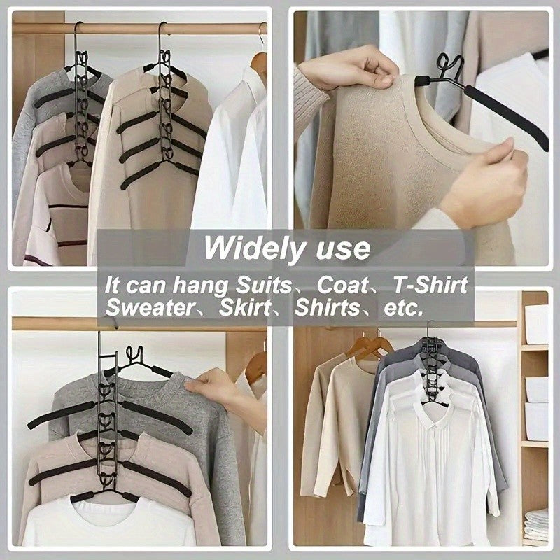 2-Pack Heavy Duty 5-in-1 Metal Space Saving Hangers | Non-Slip Foam Mats for Coats, Sweaters, Suits & T-Shirts