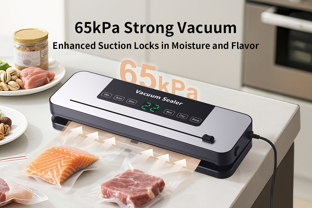 65000 PA Commercial Vacuum Sealer Machine System with 10 Free Bags, Dry/Moist Modes, 6-In-1 Sealing Machine for Storage And Sous Vide, Automatic Sealing Machine, Modern Vacuum Sealer