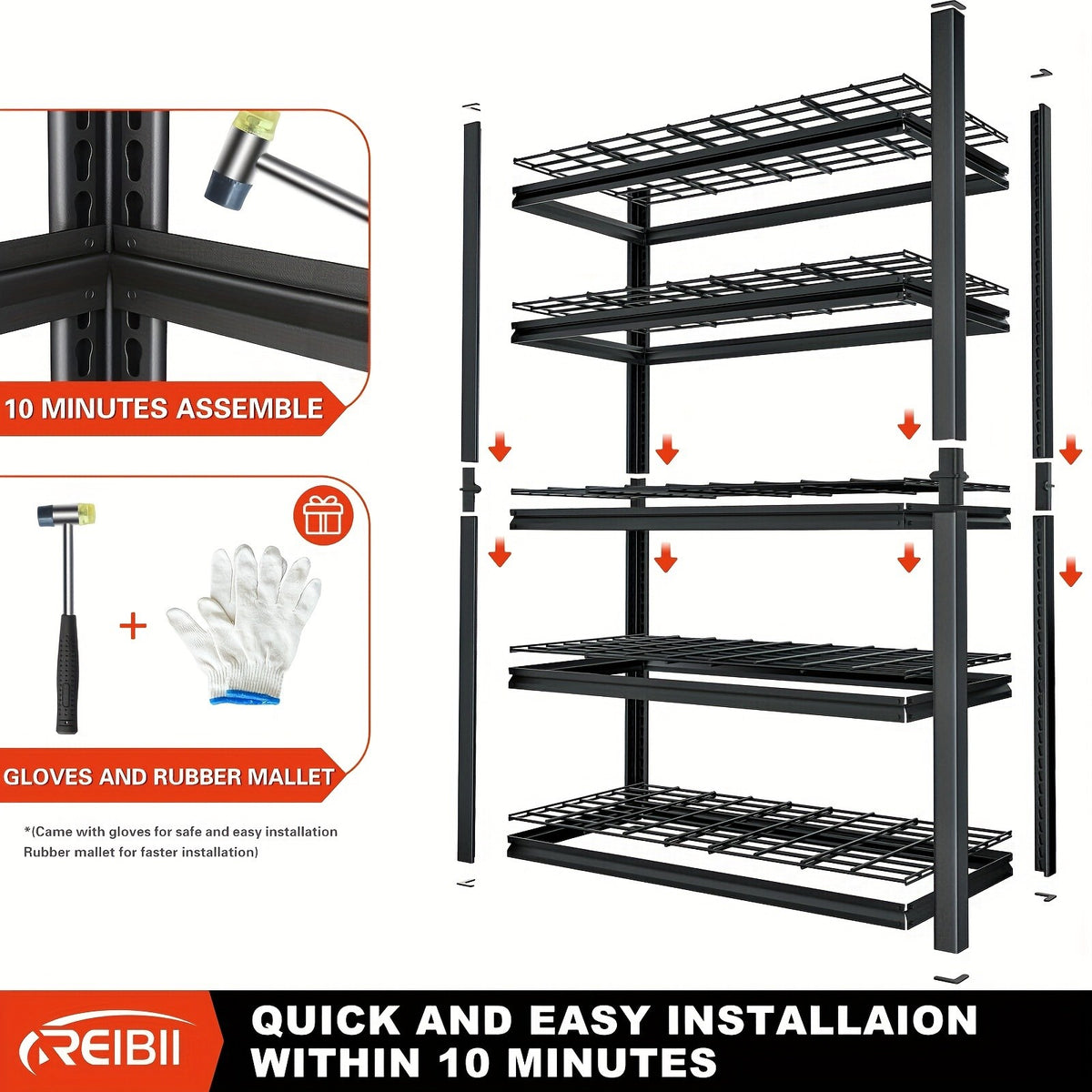 72''H Storage Shelves Heavy Duty Shelving 2000LBS Garage Shelving 5 Tier Metal Shelves for Garage Shelves 35.5"W X72"H X 15.8"D, Adjustable Shelving Unit for Basement Pantry Utility Rack Shelf, Kitchen Standing Rack/ Kitchen Standing Baker's Rack