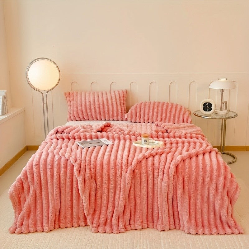 1pc Blanket Soft And Comfortable, Imitation Rabbit Fur Double-Sided Blanket Warm Fleece Blanket Nap Blanket Air-Conditioning Blanket Office Outdoor Camping Gift Blanket for All Seasons