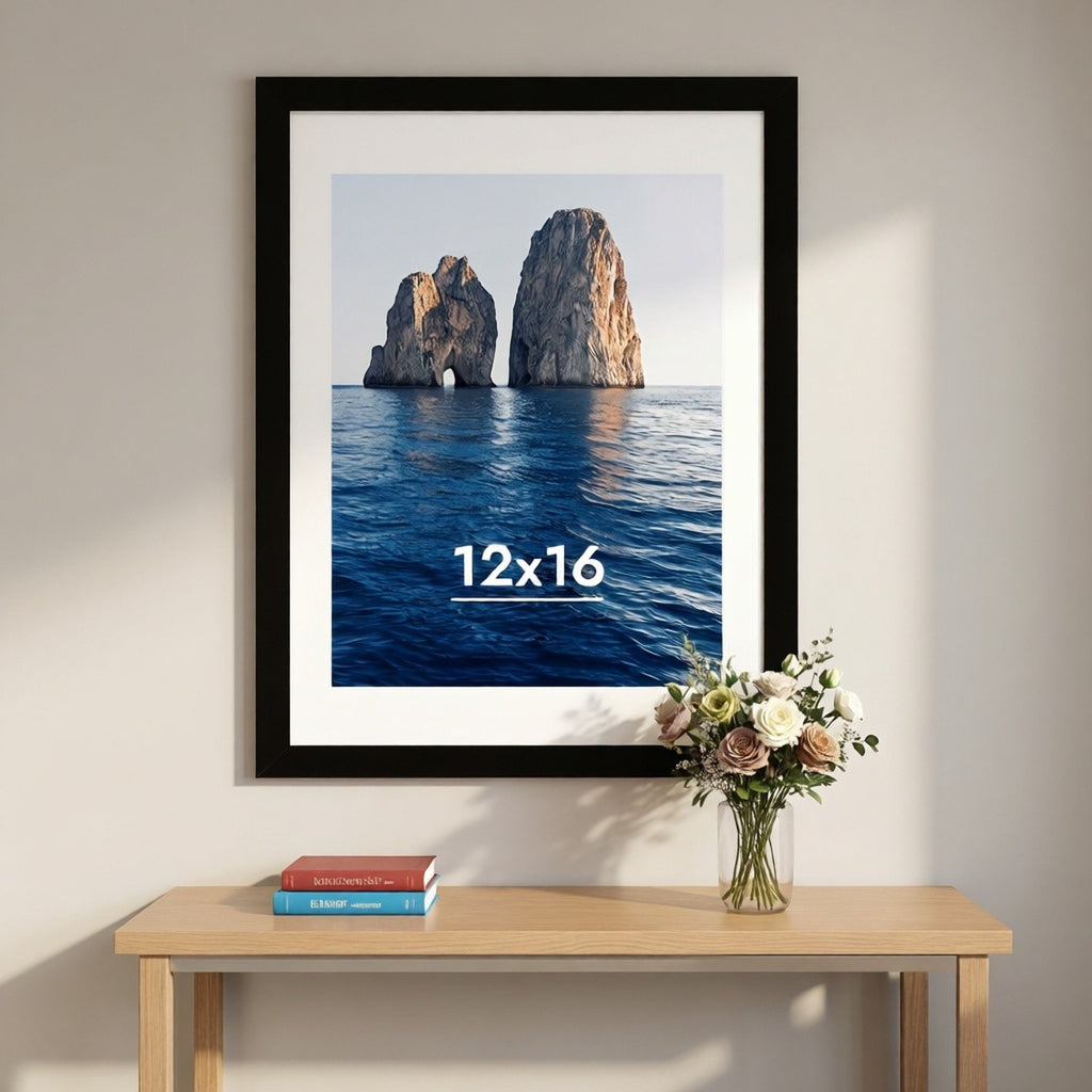 3pcs Classic Black Picture Frame Set - Heavy-Duty Plastic Frames with Vertical/Horizontal Hanging, 8x10, 11x14, 12x16 Inch - for Living Room, Bedroom, Office - Modern Minimalist Wall Decor Gallery Frames for Photos, Posters, Art Prints - Easy Mounting Har