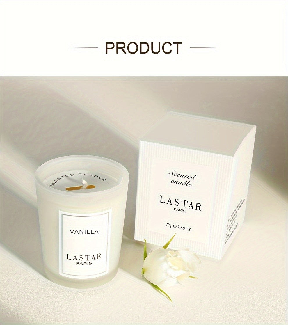 Vanilla Soy Wax Jar Candle, 70g Single-Wick Scented Candle in Frosted Glass for Cozy Bedroom and Living Room Decor, Holiday and Valentine Gifts