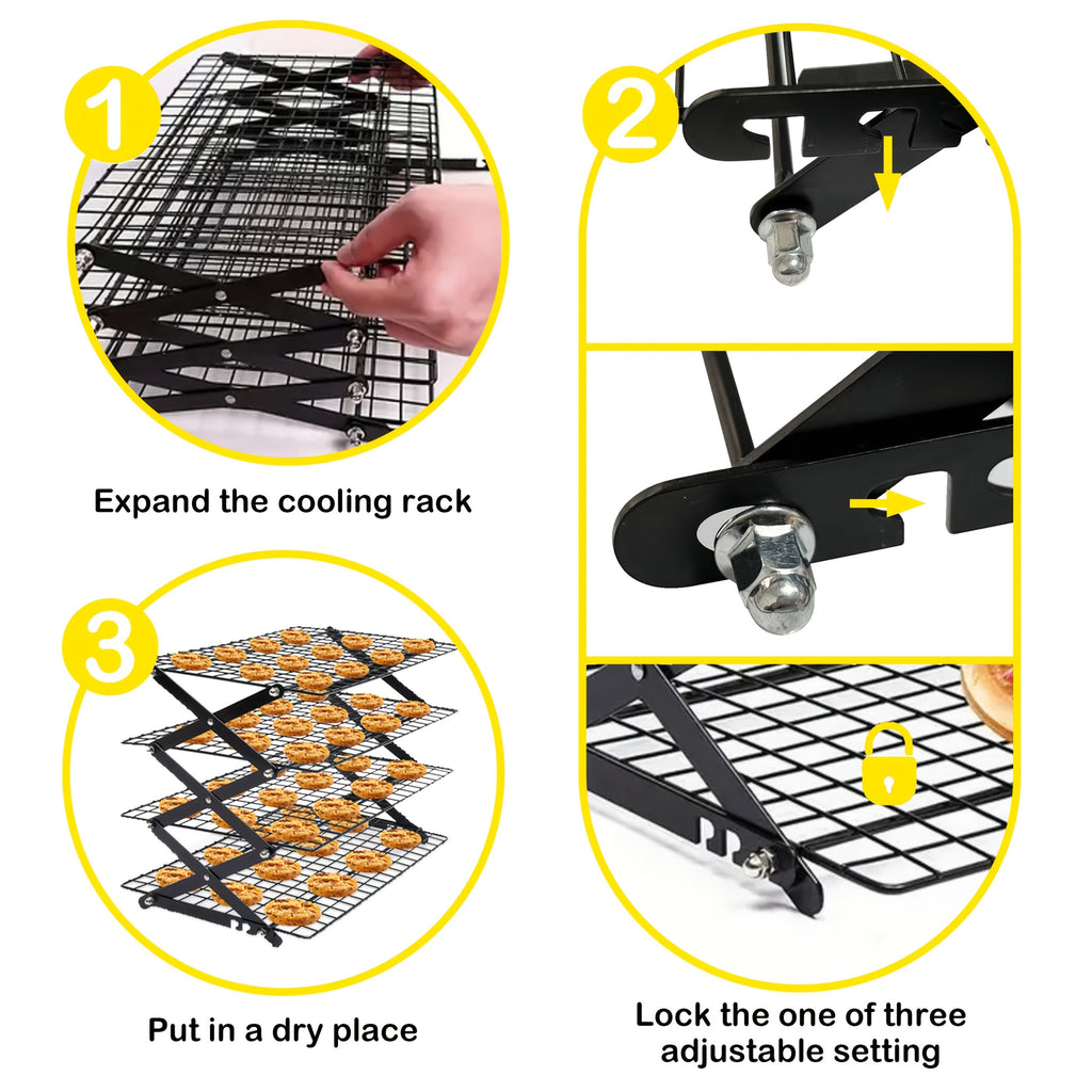 Foldable Cooling Rack, 3/4/5pcs Foldable Cooling Racks Free Baking Tool Set - Stackable Oven Cookie Cake Drying Rack. Used for Camping, Kitchen Storage And Holiday Baking Gifts (Including Silicone Shovels, Egg Beaters, Pliers, Smear Brushes