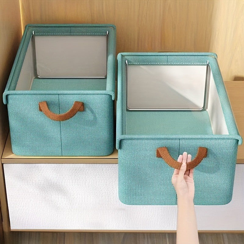 Foldable Fabric Clothes Storage Box, Multi-Purpose Closet Storage Box with Transparent Windows, Breathable Non-Woven Material – Perfect for Pants And Underwear, Covered, Tiered, Home Storage And Organization, Underbed Storage, Under-Bed Storage
