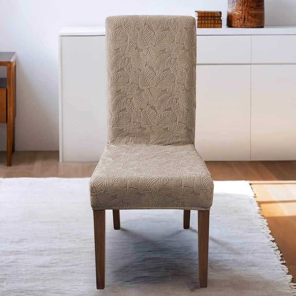 Leaf Pattern Dining Chair Covers, Stretch Parsons Chair Slipcovers in 4 or 6 Piece Sets and Eight Colors for Kitchen, Dining Room and Wedding Decor
