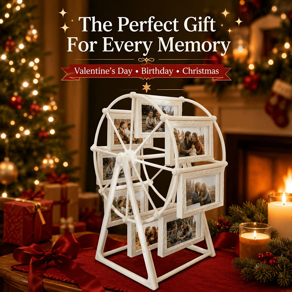 Vintage Rotating Ferris Wheel Photo Frame - 8 4-inch Photo Frames - Exquisite Living Room, Bedroom, Desk Furnishings - Perfect for Valentine'S Day, Birthday, Christmas Gifts (Frame Material ABS Plastic)