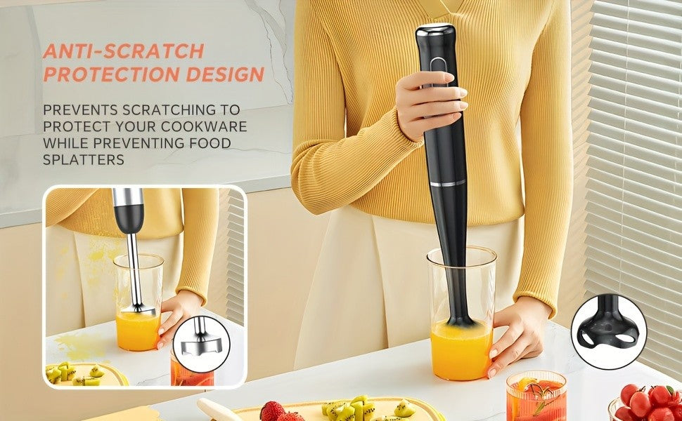 Lalayuan Electric Immersion Blender, Power Handheld Blender, 400W Portable Stick Mixer with 2 Mixing Speeds&Turbo Mode, 304 Stainless Steel Blades, Easy to Grip Speed Corded Hand Mixer, Perfect for Soup Smoothie Puree Food Fruit, with Detachable Base