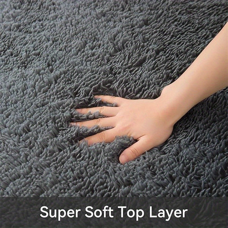 Rectangular Plush Area Rug, 62.99 x 90.55 Inch Soft Fluffy Carpet in Grey and Tie-Dye Colors for Living Room Sofas and Cozy Bedroom Decor