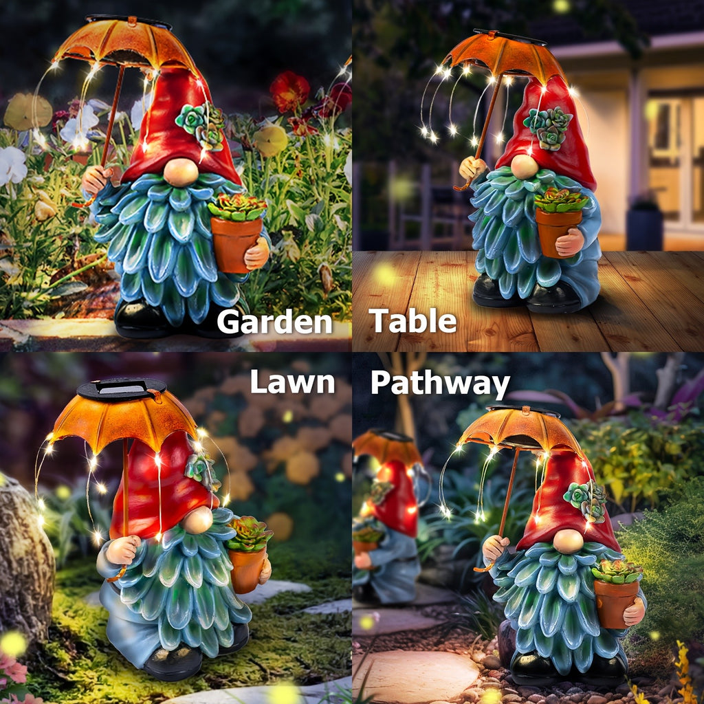 Elf Resin Statue Solar Light, Home Decor Collectible Figurines, Perfect Gift For Mother'S Day, Thanksgiving, Christmas, Perfect For Desks, Decks, Patios, Balconies, Porches, Automatically Lights Up At Night