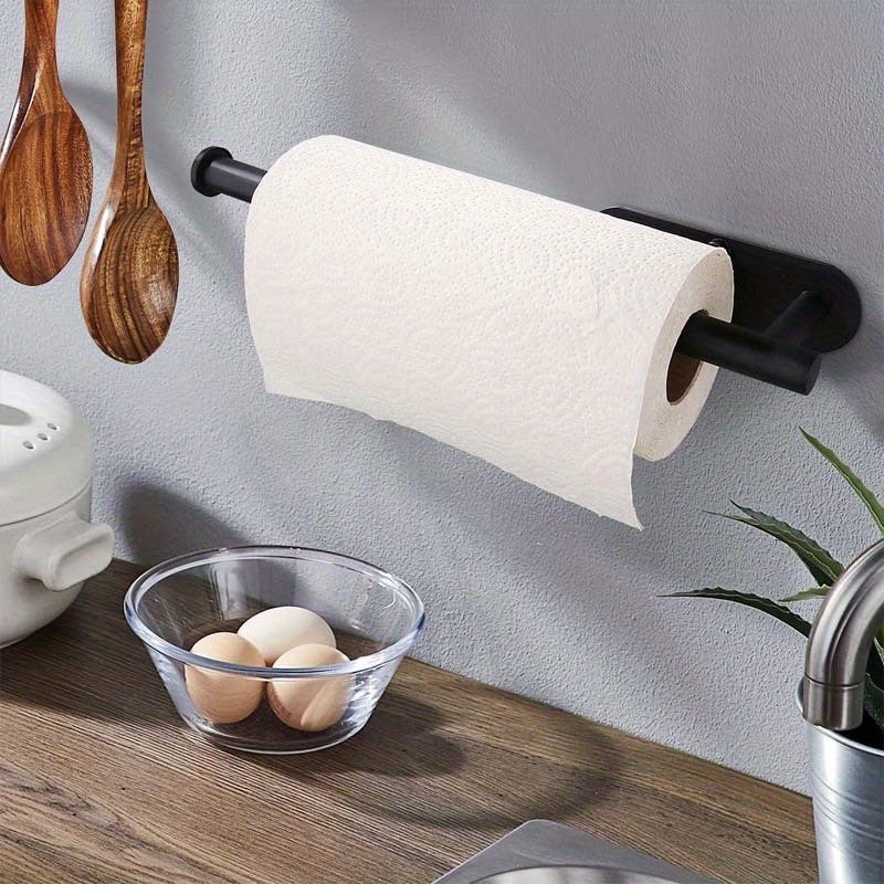 2-Pack Kitchen Paper Towel Holder, Creative Punch-Free Self-Adhesive Paper Towel Holder Under Cabinet, Wall-Mounted Towel Rack/ Towel Rack for Kitchen, Bathroom And RV - Adhesive for Kitchen And Bathroom, Can Hold Paper Rolls