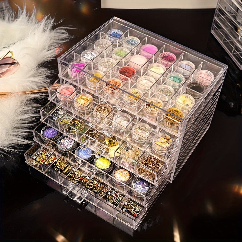 Acrylic Jewelry Organizer with 72 or 120 Compartments, 3 or 5 Layer Storage Box in Clear or Transparent Black for Rings, Earrings and Vanity Organization