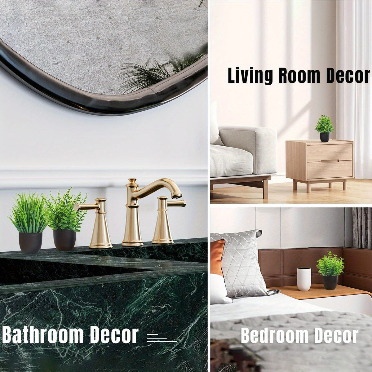Simulated Plants 4 Pack Artificial Plants Small Artificial Plants Black Bathroom Accessories Used for Bathroom Home Office Indoor Desktop Decoration