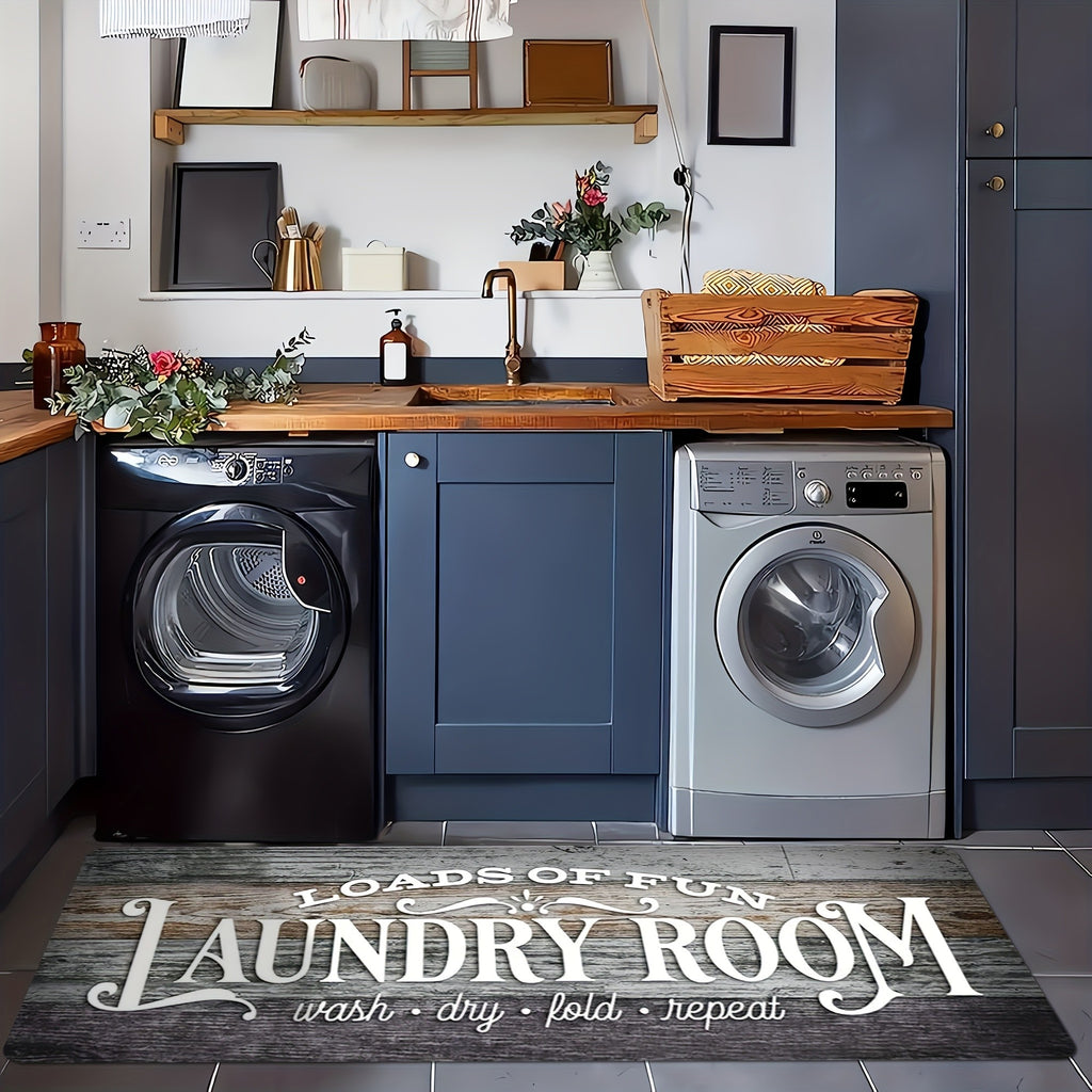 Non-slip Washable Laundry Room Runner Mat,Home Decor Floor Mat,Laundry Mat Home Decor,Laundry Room Accessories-Machine Washable Mat with Laundry-Themed Phrases