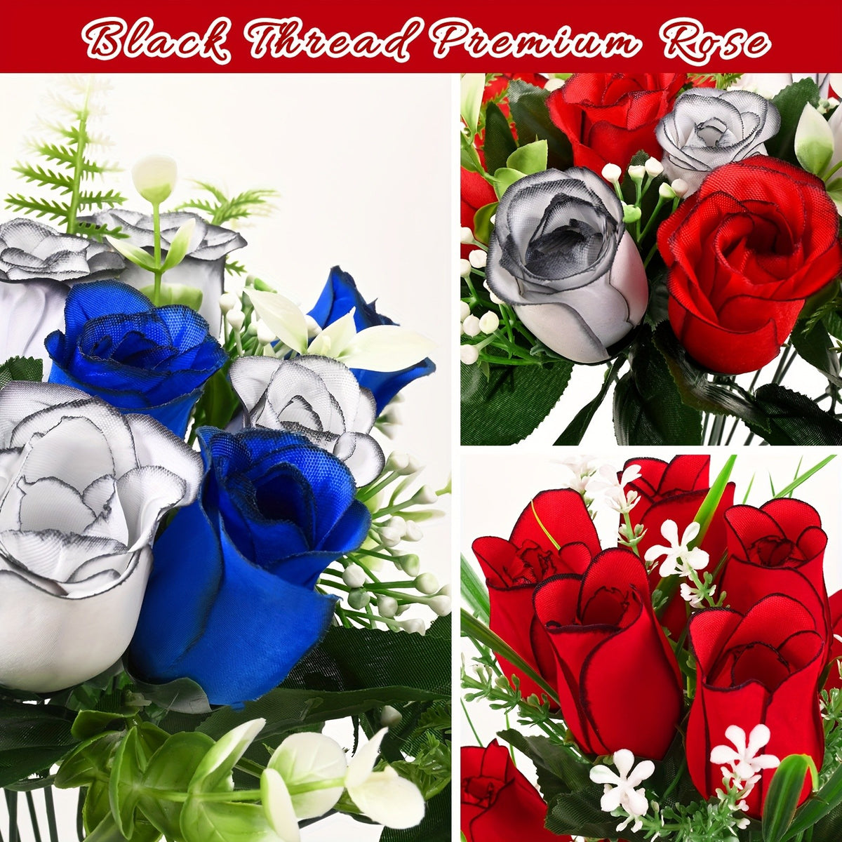 1/3pcs Artificial Cemetery Flowers for Graves with Saddles, Artificial Silkyy Rose Flowers And Bouquets with Vases, Headstone Flower Saddle, Memorial Day Flowers for Cemetery, Outdoor Grave Headstone Decoration