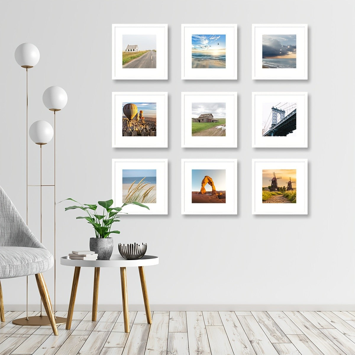 3pcs/set of white and black square frames 8*8in and 12*12in decorative photo frames, which can be given to friends and family as holiday gifts, suitable for hanging on the walls of corridors and living rooms, photo paper is not included.