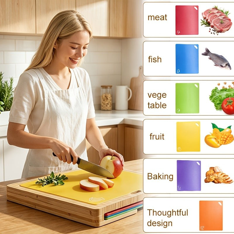 1/7pcs Bamboo Cutting Boards for Kitchen, Cheese Platter for Meat, Cheese, Bread, Vegetables, Fruits Perfect Kitchen Gadget for Home, Dormitory, Gifts for Family And Friends