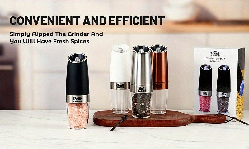 2pcs JIASLING Salt And Pepper Grinder Electric 2pcs Electric Battery Salt And Pepper Grinder Set Gravity Electric Salt And Pepper Grinder Set Salt And Pepper Shakers Set Large Capacity with LED Light Multiple Color Options Kitchen Gift