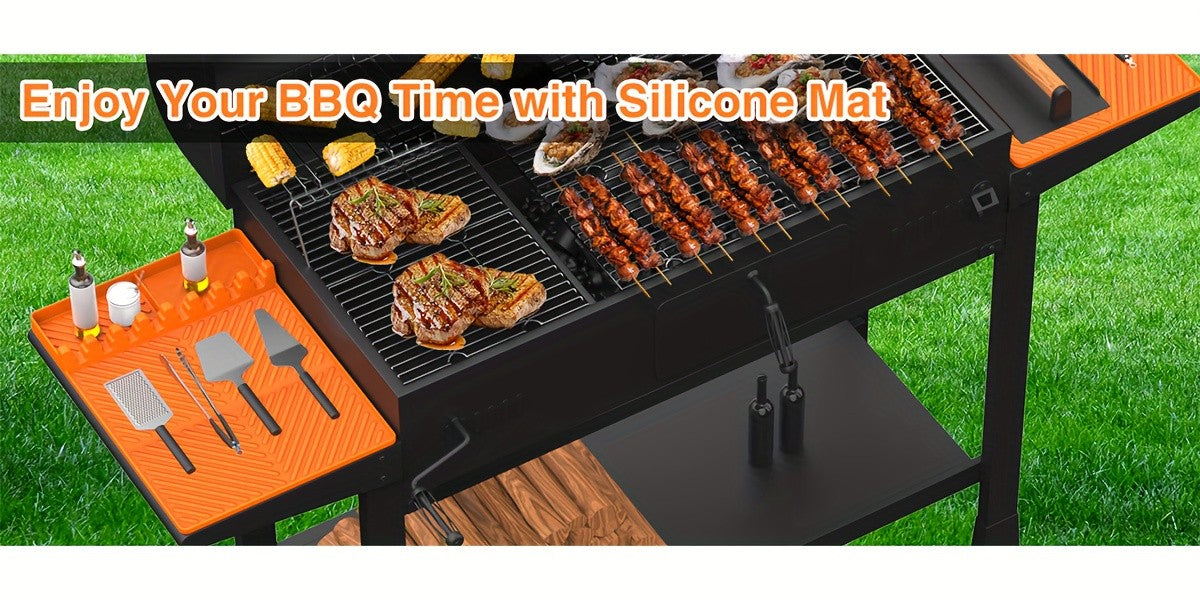 Blackstone Silicone Griddle Tools - Spatula Mat with Drip Pad, Grill Utensil Holder, Side Shelf Mat for Kitchen, Cooking, Countertop, Griddle Additions