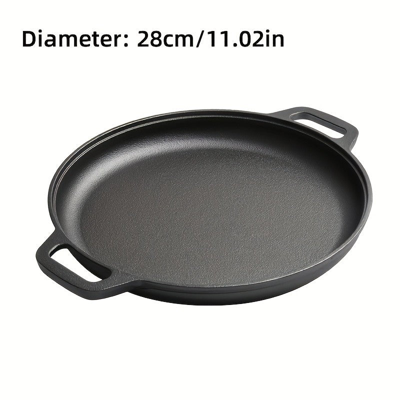 Pre-Seasoned Cast Iron Pan, 11.02-Inch Pizza and Cooking Skillet for Home Kitchens and Outdoor Meals, Available in 1, 2 or 3 Pieces