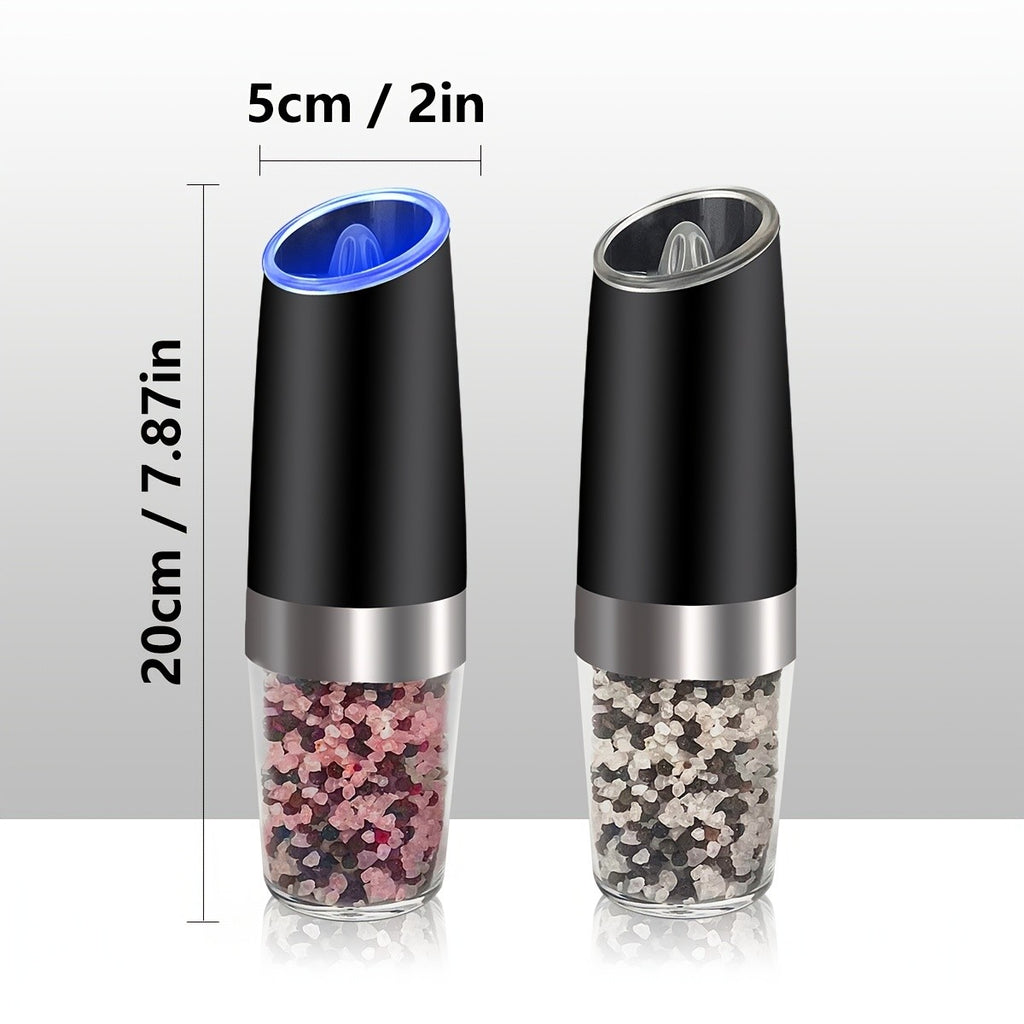 2pcs USB Rechargeable Salt And Pepper Grinder Electric Salt And Pepper Mill & Adjustable Coarseness Automatic Salt Grinders Spice Shakers with LED Light One Hand Operation