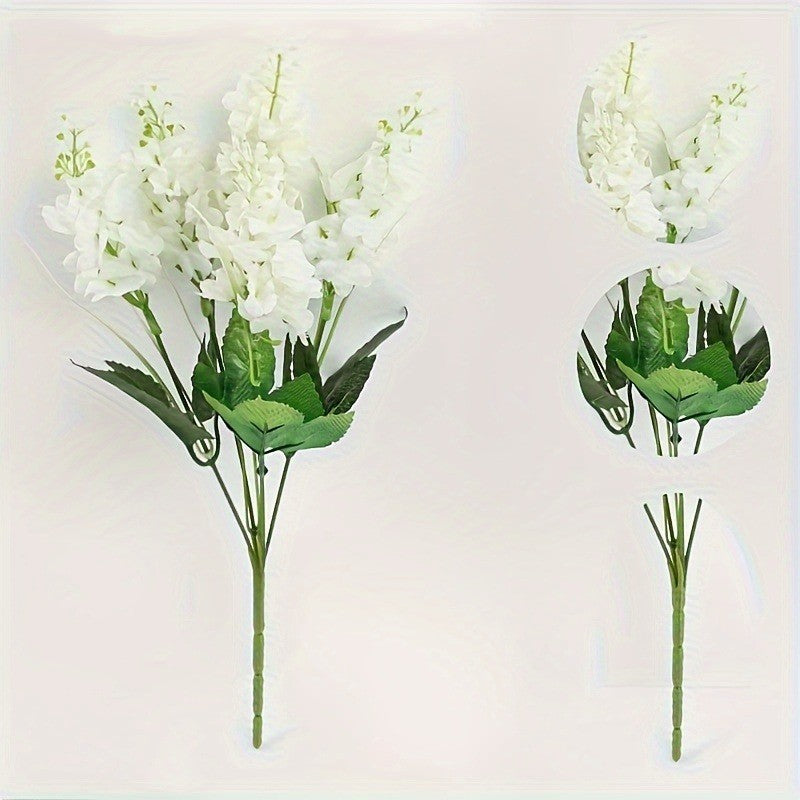 35pcs Realistic White Hyacinth Artificial Flower Bouquet - Fade-Resistant & Maintenance-Free Plastic Faux Flowers Suitable for Indoor/Outdoor Weddings, Gardens, Offices - Elegant Low-Maintenance Wedding & Housewarming Gift (No Container)
