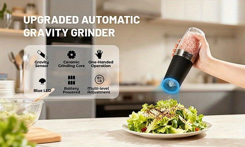 2pcs JIASLING Salt And Pepper Grinder Electric 2pcs Electric Battery Salt And Pepper Grinder Set Gravity Electric Salt And Pepper Grinder Set Salt And Pepper Shakers Set Large Capacity with LED Light Multiple Color Options Kitchen Gift