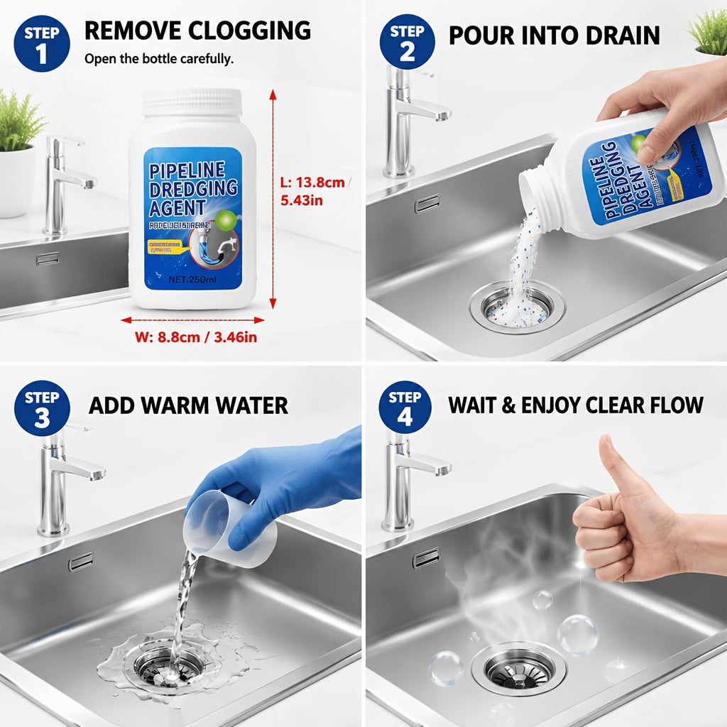 1pc/2pcs/4pcs/6pcs Powerful Drain Cleaner Powder, Pipe Unclogging Solution For Kitchen & Bathroom, Quickly Dissolves Hair & Grease, Deodorizes And Prevents Blockages