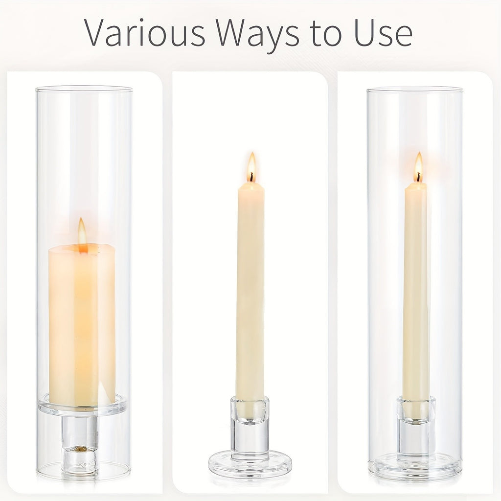 Hurricane Candle Holder Set of 6, 11.8 Inch Clear Tall Candlestick Holder for Taper Candles, Hurricane Glass Candle Sticks Holders for Table Centerpiece Wedding Party Dining Event Decor