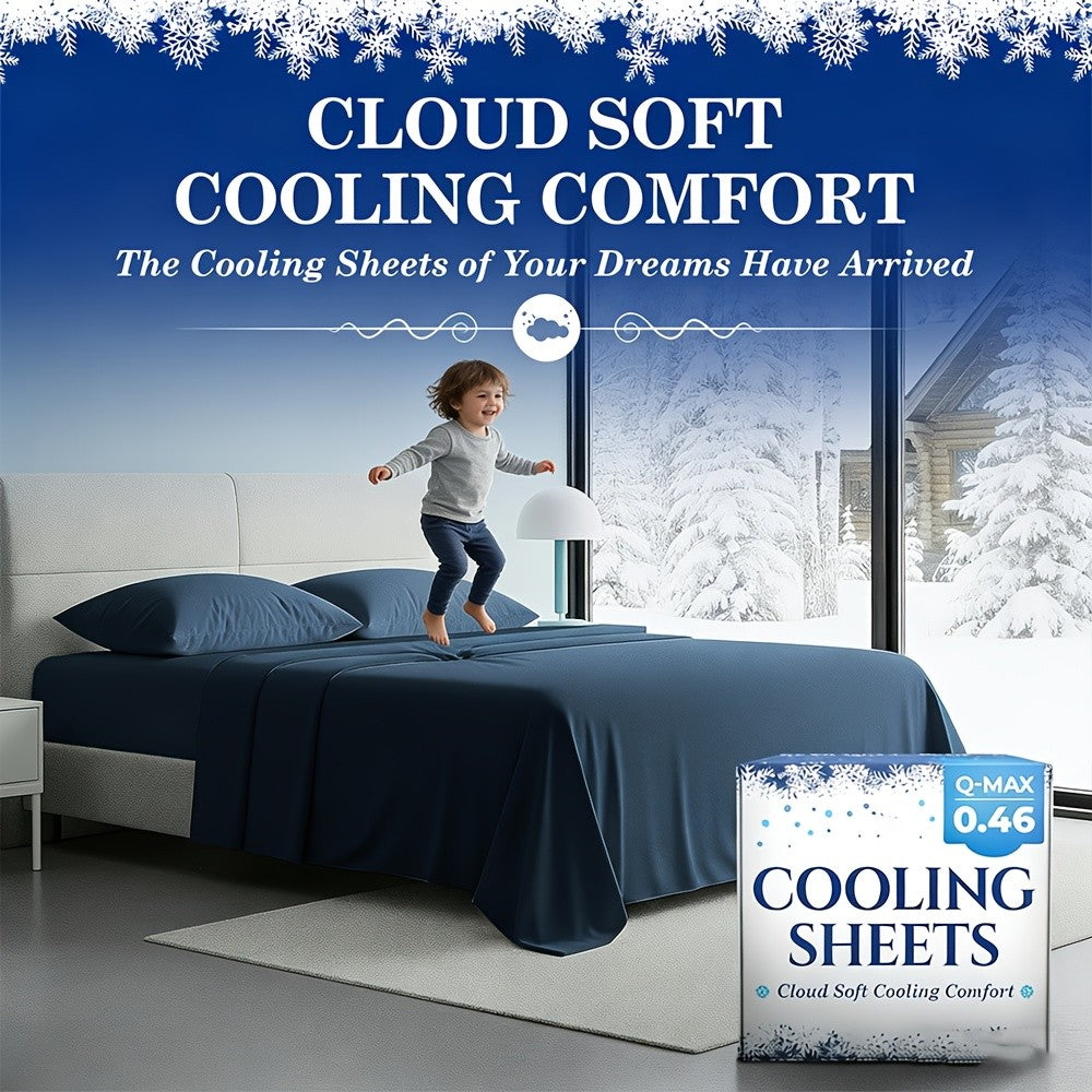 4pcs Cooling Bamboo Bed Sheet Set, 3000 TC Extra Deep Pocket 20 Inch Bed Sheet, Children Luxury Soft Hotel & Cooling Sheet Set for Hot Sleepers, Wrinkle & Shrink Resistant, Fitted Sheet+Flat Sheet+Pillowcases, Twin/ Full/ Queen/ King, Fast Delivery