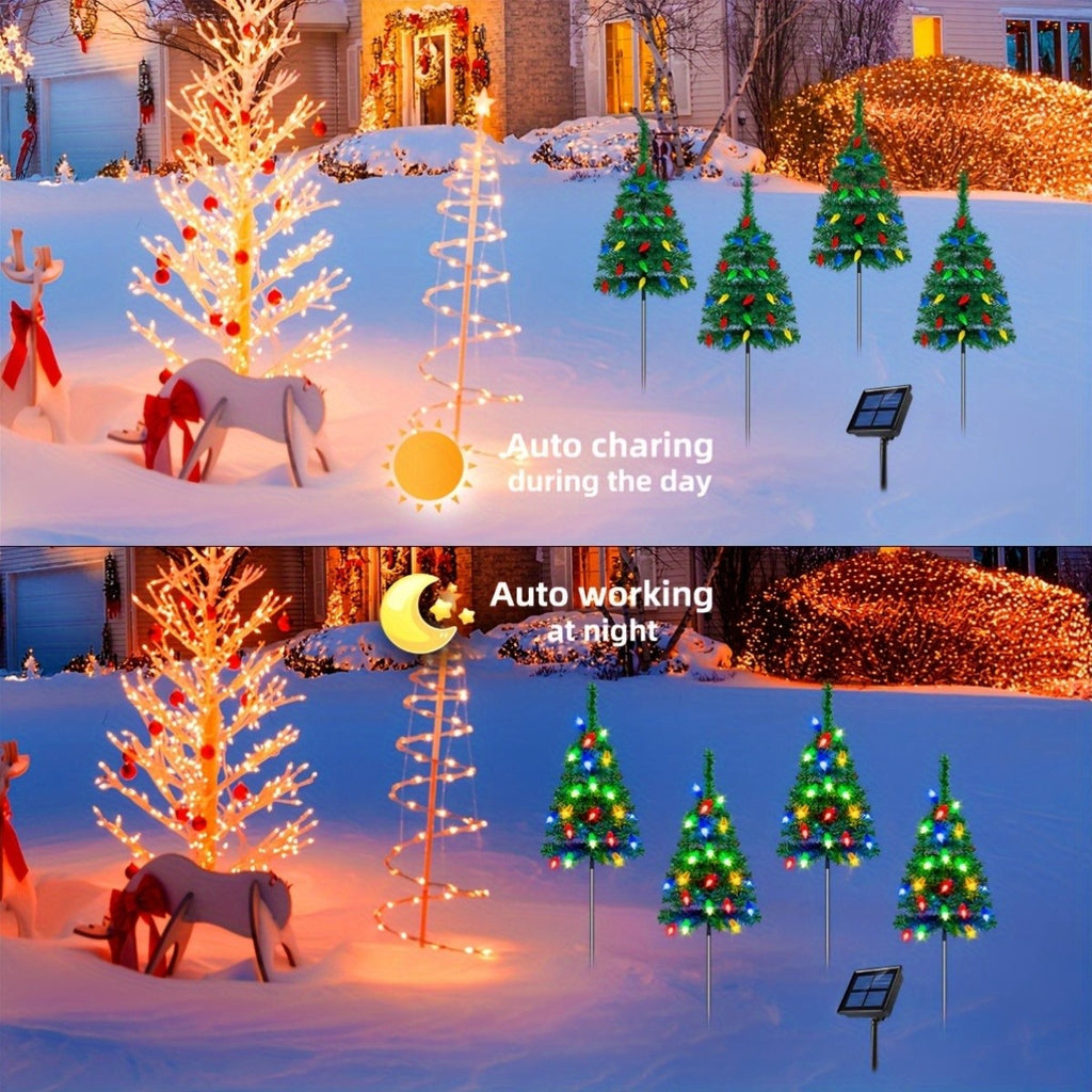 4pcs/ Set Christmas Tree Lights Holiday Decorations, Small Path Lights, Atmosphere Lights, Christmas Decoration Lightsfor Halloween Christmas