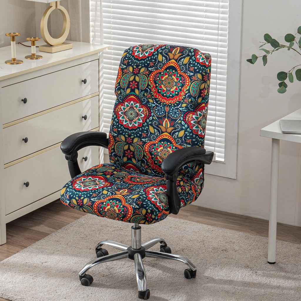 1pc Stretch Printed Computer Office Chair Covers, Soft Fit Universal Desk Rotating Chair Slipcovers, Removable Washable Anti-Dust Spandex Chair Protector Cover With Zipper, Valentine'S Day Gift, Valentine'S Day Decorations