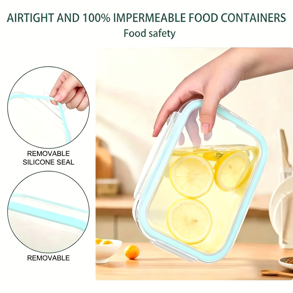 16pcs Glass Container Seal Food Storage Box, Refrigerator Receive A Case, Seal Leak Proof, Easy To Clean Design, Microwave/freezer, Lunch Boxes | Sealed Storage | Durable Glass Box Lid Food Storage Containers (8 Lids + 8 Containers) Lunch Box