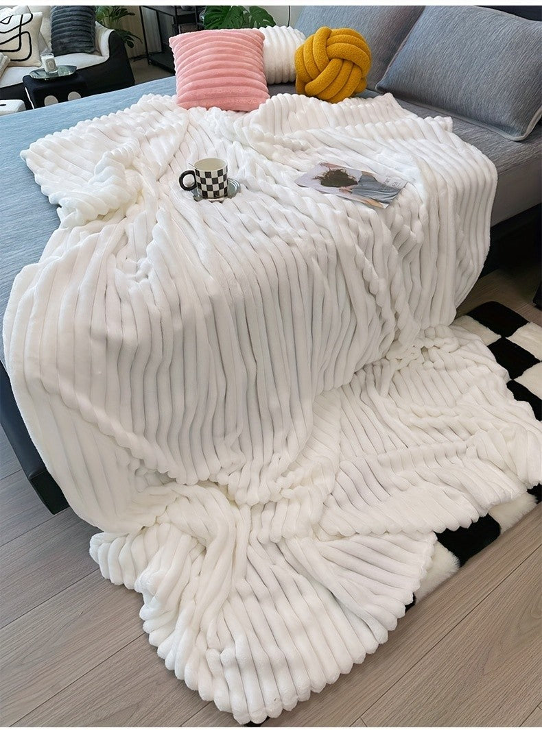 Ultra-Soft Thick Fleece Blanket | Multi-Color, 3D Faux Rabbit Fur, Double-Sided, Ideal for All Seasons, Home, Office, Travel, Camping, Gift for All Occasions
